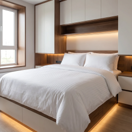 Простирадло для готелів біле 240×260 см сатин-страйп 1×1 150 г/м² 250TC